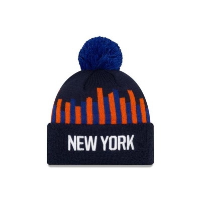 New York Knicks Gorra | New Era 2019 NBA Authentics City Series Pom Knit Beanie Mexico - Azules